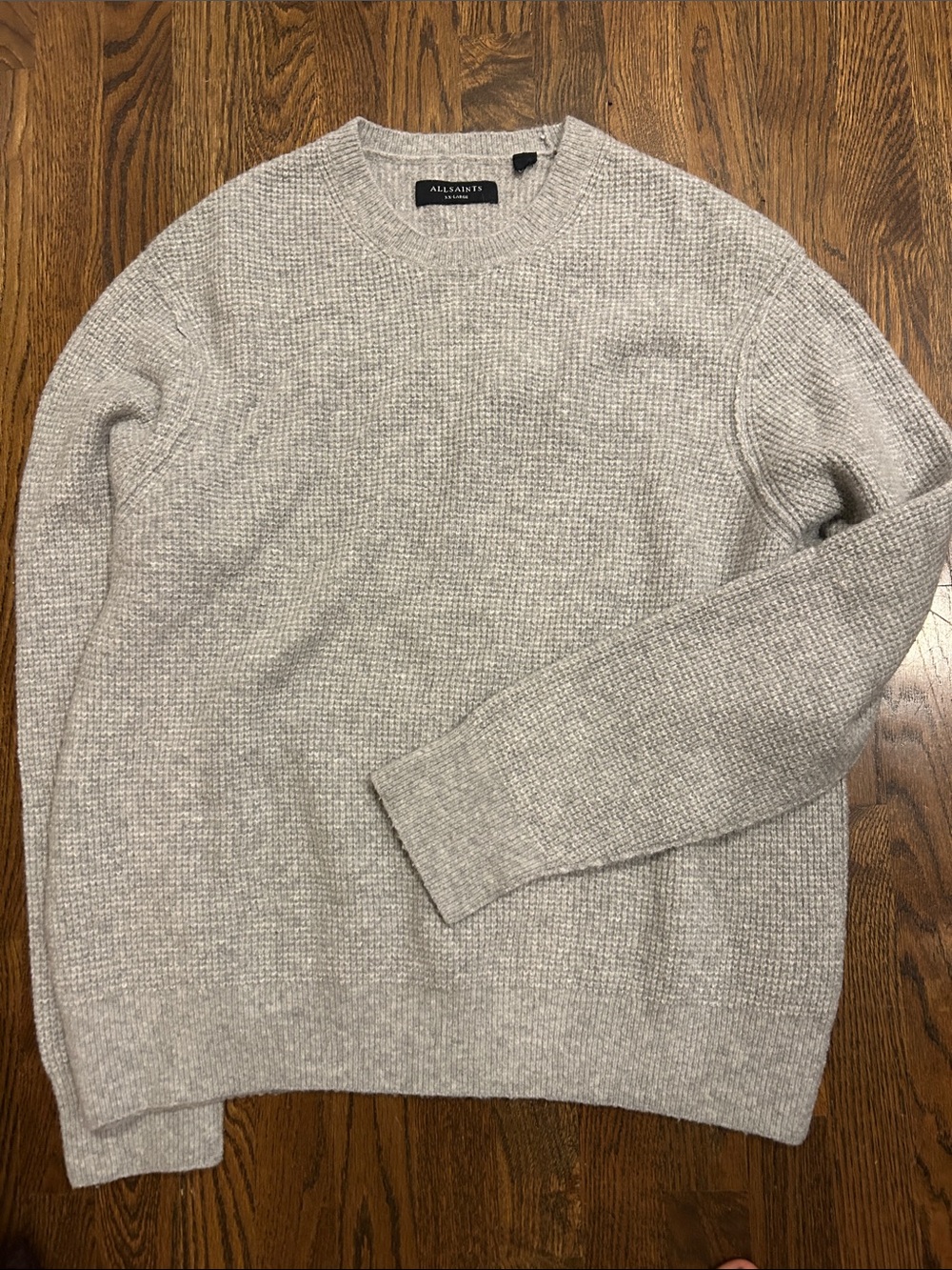 All Saints Men's Heather Gray Crewneck Sweater